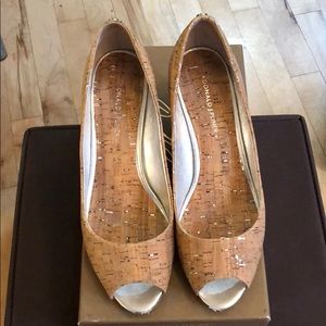 Donald J Pliner Milli cork peep toe wedge